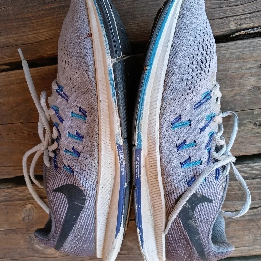 Nike Zoom Pegasus 33 Gray/Black/Blue Running Shoes Size 10.5 Men's. 183pm